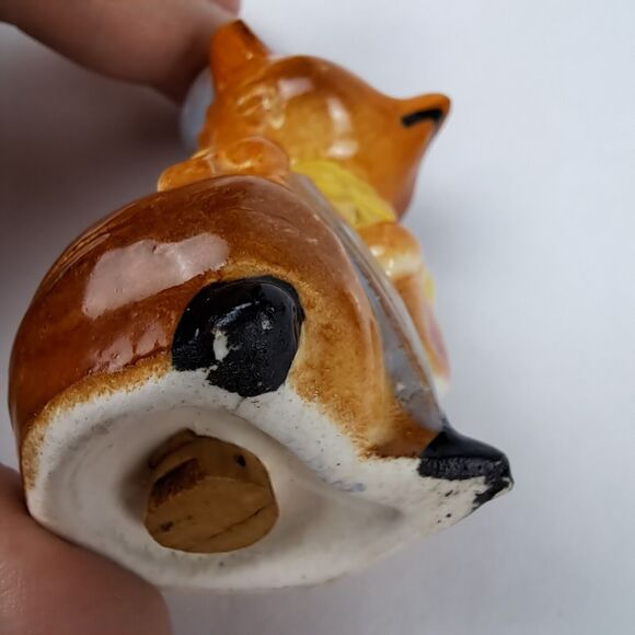 VTG Ceramic Fancy Fox Couple Cork Stopper Fox Salt Pepper Shakers Japan Mr Mrs - Picture 8 of 10